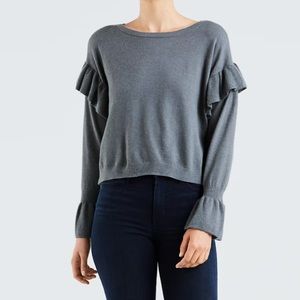 Levi’s cropped ruffled sweater size S gray